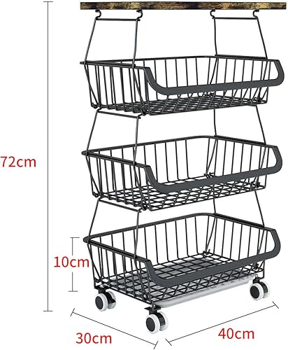 OHMG Panier Legumes Rangement,Panier de Fruits et Legumes avec Roues,Corbeille à Fruits à 5 Niveaux,Étagère à légumes,Chariot pour la Cuisine, Garde-Manger,Les Toilettes,Garage - Nail Gallerys