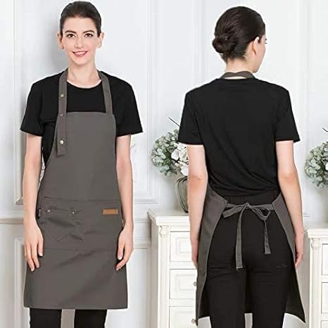 Theuwnee® Tablier, Tablier de Cuisine étanche avec Poches, Tablier de Cuisine réglable, Tablier de Barbecue, Tablier à bavette, Tablier de Cuisine de qualité Professionnelle, 67 x 72 cm - Nail Gallerys