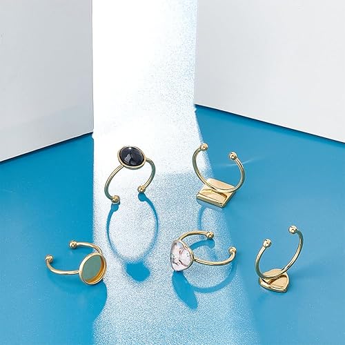UNICRAFTALE 4 styles Bagues Réglables Base Vierge Composants D'Anneau Ouvert Bague Ronde Bagues de Doigt Bague Acier Inoxydable pour la Fabrication de Bijoux à Faire Soi-Même - Nail Gallerys