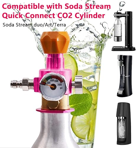 Adaptateur de Recharge de CO2, Adaptateur de Connexion Rapide pour Cylindre de CO2 Duo Terra Art Sodastream Adaptateur de CO2 sur Bouteille de 425g avec Manomètre 2000psi - Nail Gallerys