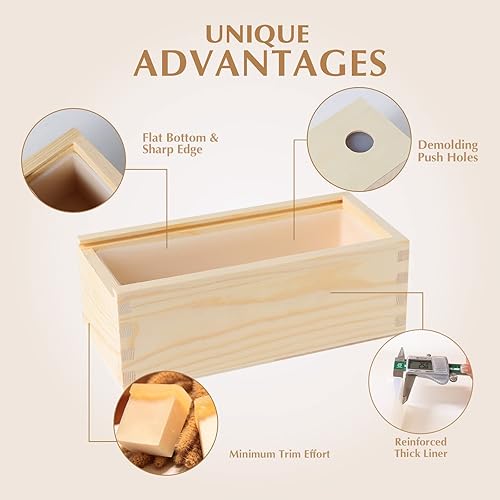 Nicole B0266 White Rectangle Silicone Soap Molds Toast Bread Loaf Cake Baking Mould with Wooden Box - Nail Gallerys