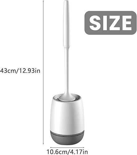 Miiepls Ensemble de brosse WC en silicone avec support à séchage rapide, brosse WC debout en silicone avec support, nettoyage en profondeur, blanc, silicone, poils TPR - Nail Gallerys