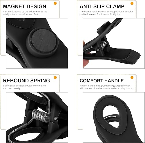 Lot de 10 clips magnétiques pour sachets alimentaires, pinces à frites, pinces à sachets pour le stockage des aliments avec fermeture hermétique pour sacs à pain, sacs à goûter et sacs alimentaires - Nail Gallerys