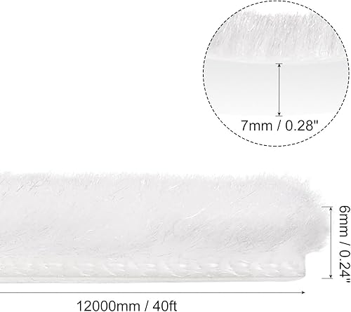 QUARKZMAN Météo Décapage Brosse, 40ft L x 0.28' W x 0.24' H Auto-Adhésif Joint Bande Étanchéité Balayage Brosse Blanc pour Porte Fenêtre - Nail Gallerys
