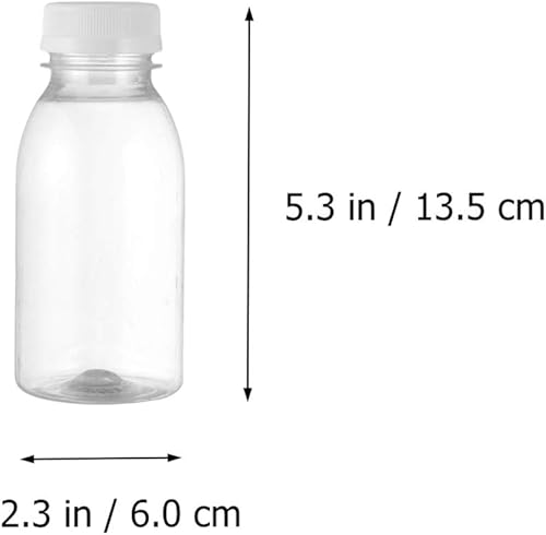 Hemoton Lot de 12 bouteilles de jus vides en plastique transparent réutilisables avec bouchons 250 ml - Nail Gallerys