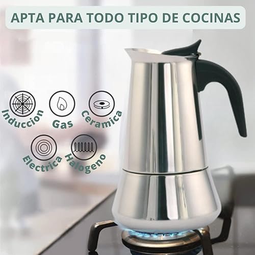 RAMBUTAM Cafetière italienne à induction 12 tasses (700 ml) avec récipient en cadeau, cafetière en acier inoxydable adaptée à tous types de cuisinières, cafetières vitrocéramique, induction, gaz, - Nail Gallerys