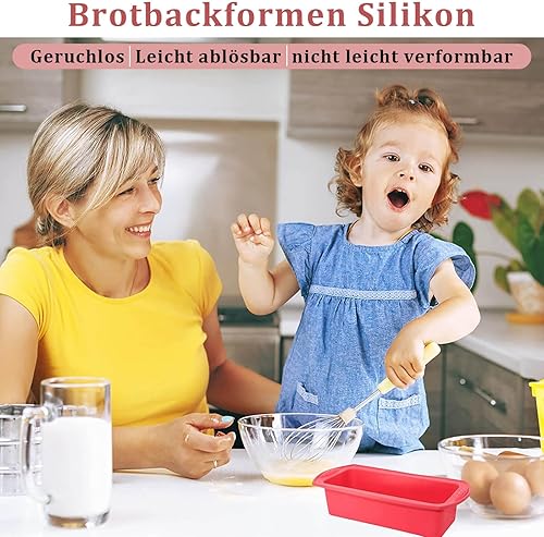 NUWIQ 4 Pièces Silicone Rectangulaire, Moules à Pain en Silicone, 26 x 13 x 6,5 cm, pour Le Pain et Les Gâteaux, Rouge - Nail Gallerys