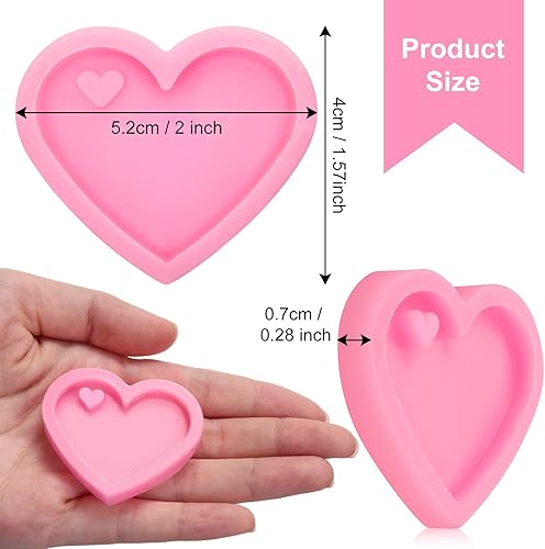 Moule en Silicone Porte-Clés d'Amour en Coeur Saint-Valentin avec Trou Moule à Bonbons au Chocolat Moule à Fondant en Silicone pour Bagages Bricolage Dessert Pendentif Pouding (4) - Nail Gallerys