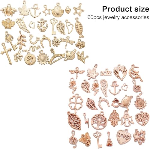 LQIOACU breloques creation bijoux,charms pour bracelet,breloque,60 pièces, belles et à la mode, parfaites pour les bricolages de bijoux - Nail Gallerys