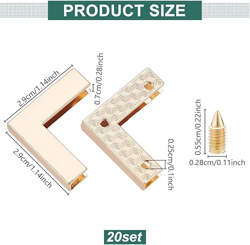 GOMAKERER 20 jeu Coins de Sac à Main en Métal Protecteurs D'Angle de Sac à Main en Forme de L Protecteurs D'Angle de Livre en Alliage pour la Fabrication et la Décoration de Sacs à Main, Noir - Nail Gallerys