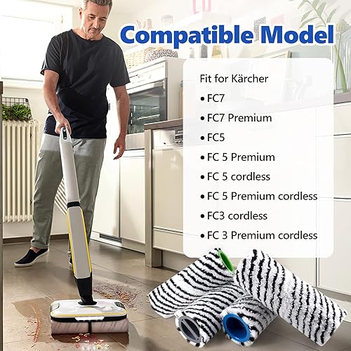 Chuancheng Lot de 4 brosses à Rouleaux pour Karcher FC7 FC7 Premium FC5 FC5 Premium FC3 2.055-021.0 - Nail Gallerys