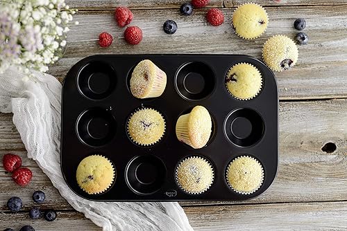 Dr. Oetker - Moule à muffins/cup cake sucrées ou salés, Tradition, en aluminium haute épaisseur revêtue de revêtement antiadhésif (Couleur : noir) quantité: 1 pièce. - Nail Gallerys