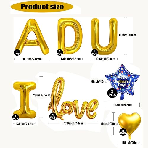 Lot de ballons pour la fête des pères – Décorations de fête des pères avec ballons dorés I Love U Dad, Gold Love, étoile bleue pour décoration de fond de fête des pères - Nail Gallerys
