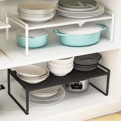 RELOVE Organiseurs de placards Empilables,Étagère de cuisine, étagère à épices,en fer et poignée en bois, convient pour le rangement de la maison et de la cuisine-36-60 * 21 * 18 cm (noir) - Nail Gallerys
