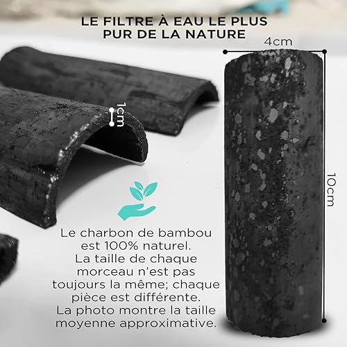 Charbon Actif Eau (2 Pièces) - Binchotan 100% naturel Purificateur d’eau - Filtre à Eau Ecololgique qui Purifie l’Eau du Robinet Carafe Gourde Bouteille - EFFICACITE GARANTIE - Nail Gallerys