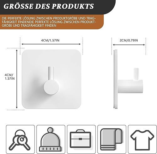 Aikzik Lot de 10 porte-serviettes sans perçage en ABS, crochets adhésifs de qualité supérieure, crochets adhésifs durables, parfaits comme crochets muraux fonctionnels, blancs - Nail Gallerys