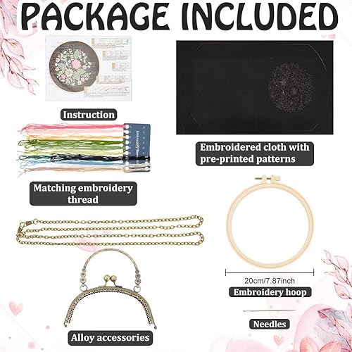FREEBLOSS Broderie Trousse à Crayons Kit de Broderie Noir Sac à Stylo Brodé Kit de Broderie Kit de Démarrage de Broderie avec Instructions Pochette à Crayons Kit de Broderie pour Débutants - Nail Gallerys