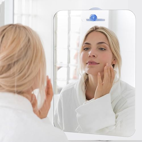 QWORK® Miroir Douche, 18x25 cm Miroir à raser avec 2 ventouses, Miroir de Douche Anti-buée - Nail Gallerys