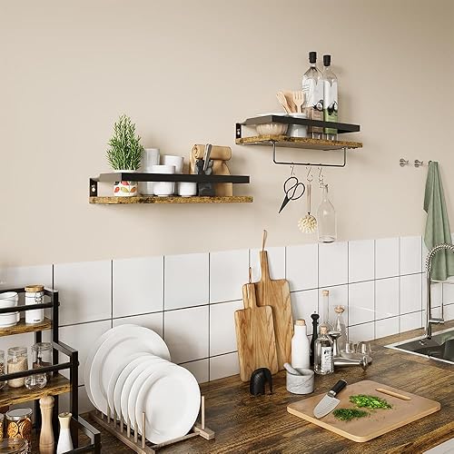 Vicco Étagère Murale Fyrk, Chêne Rustique, 43 x 13 cm Lot de 2 - Nail Gallerys