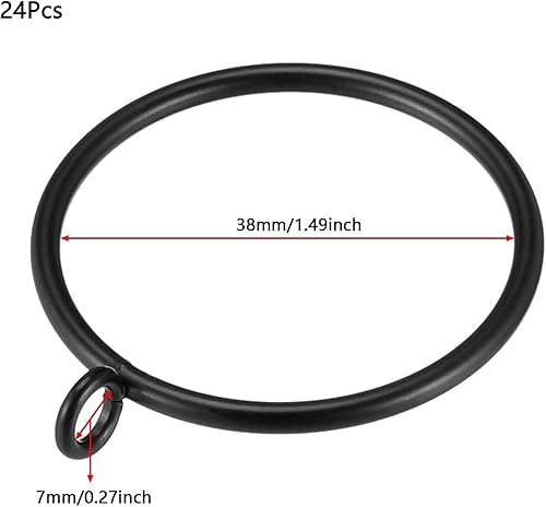 TA-VIGOR Lot de 24 anneaux de rideaux en métal noir, diamètre intérieur de 28 mm, anneaux de draperie - Nail Gallerys
