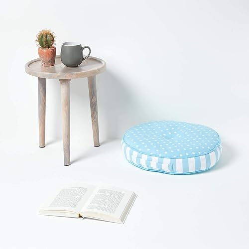 HOMESCAPES Coussin de Sol Rond pour Enfants Rose et Blanc à Pois Ø 43 cm - Nail Gallerys