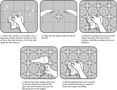 24 pcs Autocollants Muraux en Vinyle pour Carrelage Marocain Vintage Auto-Adhésif DIY Stickers - Décoration d'intérieur pour Cuisine, Bains, Cuisine(20 x 20 cm) - Nail Gallerys