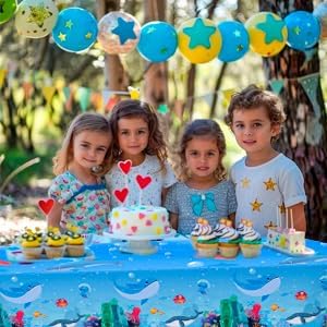 Huxolynifty Nappes Animaux Océaniques, 3 Pcs Nappe de Table Ocean/Nappe de Table sous la Mer/Nappe Vie Marine pour Décorations de Fête sous la Mer - Nail Gallerys