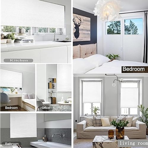 Stores Thermiques Occultants Nid d'abeille 25 x 85 cm, Protection de Privée, Protection Solaire, Plissé Fenêtre et Porte Store Pliable, Store Plissé Occultant, pour Fenêtres, Blanc - Nail Gallerys