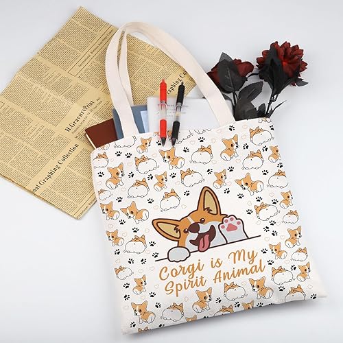 MYSOMY Sac fourre-tout Corgi - Cadeau pour les amateurs de Corgi - Sac de courses pour propriétaire de Corgi - Cadeau pour les amateurs de chiens Corgi is My Spirit - Nail Gallerys