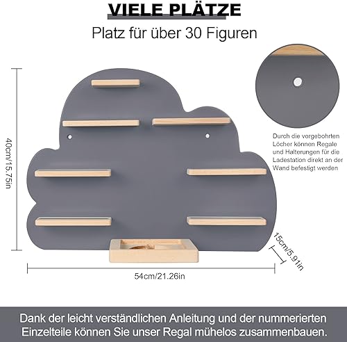 ZOEON Étagère Compatible avec Toniebox et Tonies - Étagère Murale pour Chambre d'enfants (Gris) - Nail Gallerys