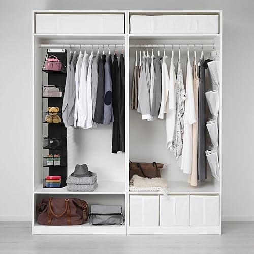 VirtuGro Étagère Suspendue Organisateur Sac a Main Rangement Suspendu sur Porte à 6 Compartiments Rangement Sac à Main avec Crochets en Métal Sac Rangement Pliable Noir - Nail Gallerys