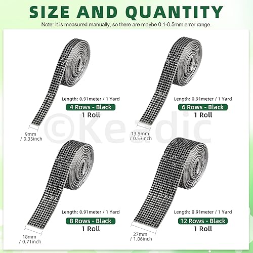 Keadic Lot de 4 rubans autocollants en strass - 4 largeurs différentes - 8,9 cm de long - Pour loisirs créatifs, mariage, fête d'anniversaire - Beige - Nail Gallerys