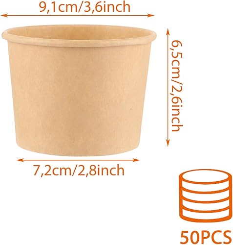 YAYODS 50 pot de glace jetable 240 ml, Coupes à Glace, Marron pot glace carton, coupelle dessert jetable, bol jetable buffet, Gobelets ronds pour crème glacée, desserts, entrées, yaourts, soupes - Nail Gallerys