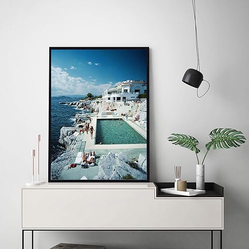 LVTFCO Slim Aarons Affiche Poolside Glamour 1970s Toile Peinture Vintage Photographie Mur Art Slim Aarons Impressions pour Home Decor Image 60x80cm Pas de Cadre - Nail Gallerys