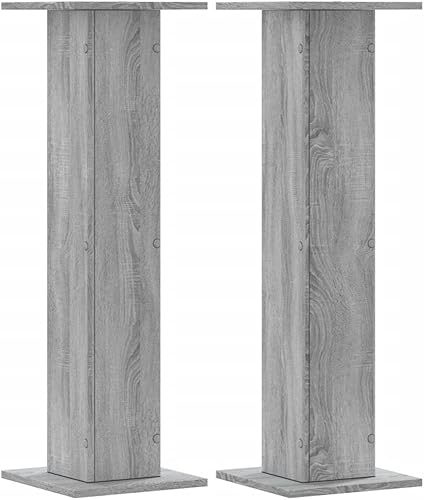 Homgoday Lot de 2 supports d'enceintes - Support pour enceintes HiFi Home Cinéma Surround Sound Gris Sonoma 30 x 30 x 95 cm Matériau du bois - Nail Gallerys
