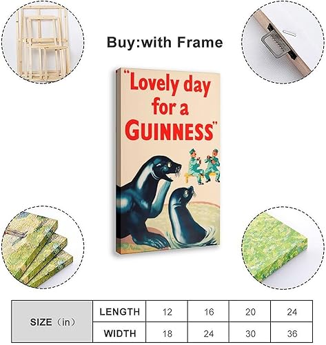 BQUWR Poster rétro Guinness Irish Stout sur toile pour décoration de chambre à coucher, cadeau 20 x 30 cm - Nail Gallerys