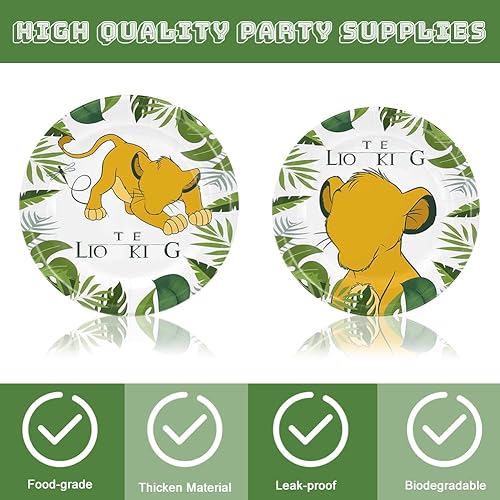 PLNVNVP 50pcs Kit de Vaisselle de Fête D'anniversaire Fournitures de Fête de Le Roi Lion, Assiettes, Gobelets, Serviettes, Vaisselle de Le Roi Lion -10Invités - Nail Gallerys
