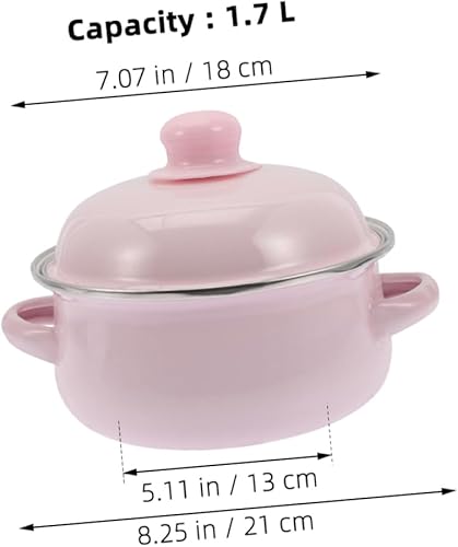 Milisten Pot à Soupe en Émail Marmite Émaillée avec Couvercle Marmite avec Couvercle Pot D'émail Faitout Traditionnel Épaissi Enamel Stockpot Émail Rose - Nail Gallerys