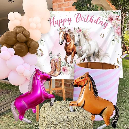 JeVenis 18 pcs décorations de fête pour chevaux ballons pour la course de chevaux toile de fond pour photos de filles sur le thème du cheval fournitures de fête d'anniversaire pour cow-girl de l'ouest - Nail Gallerys