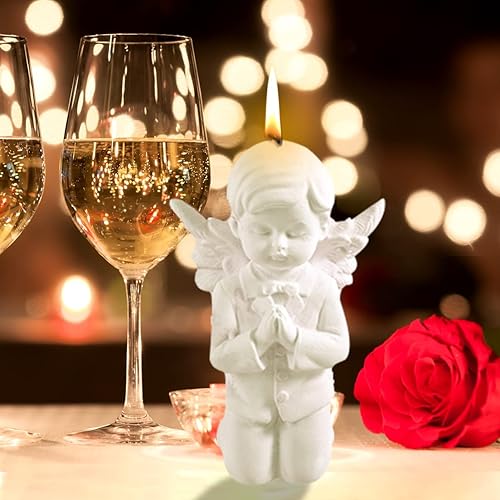 Koonafy Moule Bougie Silicone Bougies Moule En Forme De Ange 3D en Forme d'ange pour Fille S'agenouiller et Prier en Forme de Bougie Moules Mignons pour Fabrication de Bougies, Savon, Ornements (02) - Nail Gallerys
