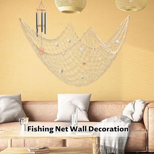Lyivisk Filet De Pêche Décoratif Avec Coquillages - Décoration Murale Maritime 100x200cm - Pour Mariage, Fête, Photographie, Carnaval (Intérieur/Extérieur) - Nail Gallerys