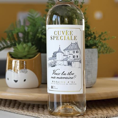 Demande en marraine, étiquette autocollante bouteille vin, idée cadeau annonce future marraine - Nail Gallerys