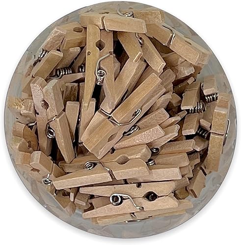 MIJOMA Lot de 50 mini pinces à linge en bois – Pinces décoratives pour travaux manuels, photos, projets de bricolage, emballage cadeau et décoration de table créative (50 mm, couleur bois) - Nail Gallerys