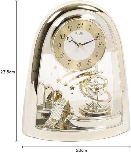 Rhythm Horloge de cheminée avec pendule rotatif Doré - Nail Gallerys