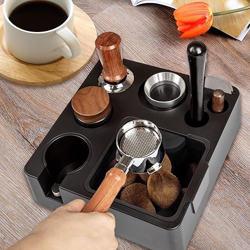 Guolich Station de tamper en ABS pour porte-filtre 51-58 mm - Station de tamping pour machine à café expresso Barista - Porte-tamper à café - Station Barista - Nail Gallerys