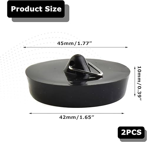 Lot de 2 bouchons de lavabo en caoutchouc pour évier, baignoire, cuisine, salle de bain - Nail Gallerys