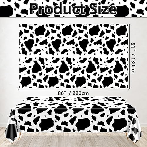Hegbolke Lot de 4 nappes rectangulaires à imprimé vache noire, 210 x 130 cm, nappe rectangulaire pour fête prénatale, fête d'anniversaire, décoration de fête d'anniversaire - Nail Gallerys