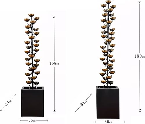 Fontaine Cascade Fontaine d'intérieur rétro en Fer forgé, décoration créative for Salon, entrée, Bureau, Fontaine en Cascade, Bol en métal, Cascade Fontaines de Table (Size : 35x35x188cm) - Nail Gallerys