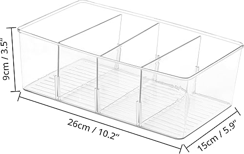 Winter Shore Bac Alimentaire Plastique [Lot de 5] - Boite Rangement Frigo pour Snacks & Boissons - Rangement Boite de Conserve - Boite Frigo avec 4 Compartiments Séparateurs Amovibles - Nail Gallerys