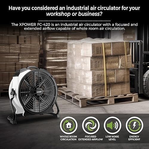 XPower FC-420 Ventilateur de sol industriel à haute vitesse pour toute la pièce - Nail Gallerys